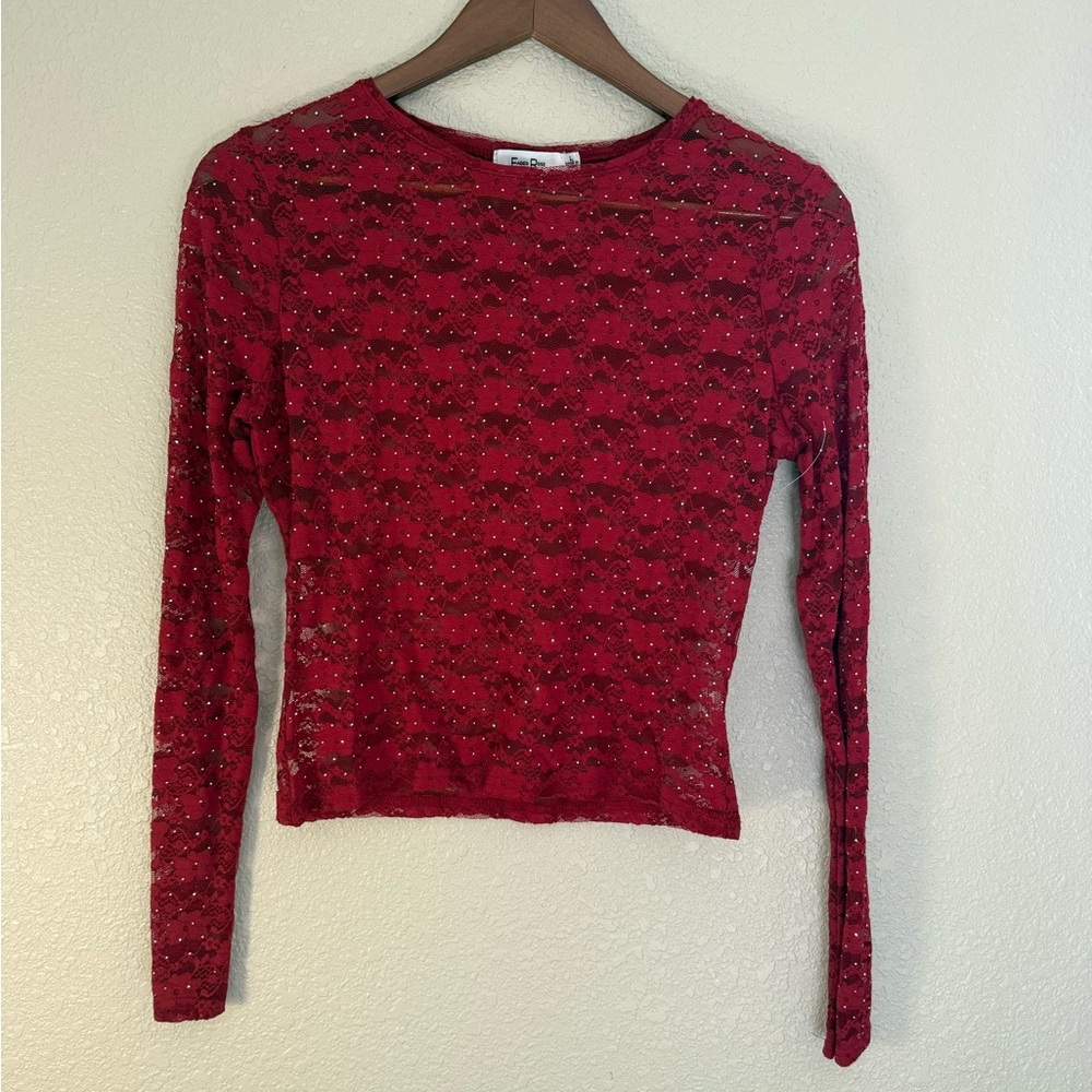 Elegant Red Long Sleeve Top